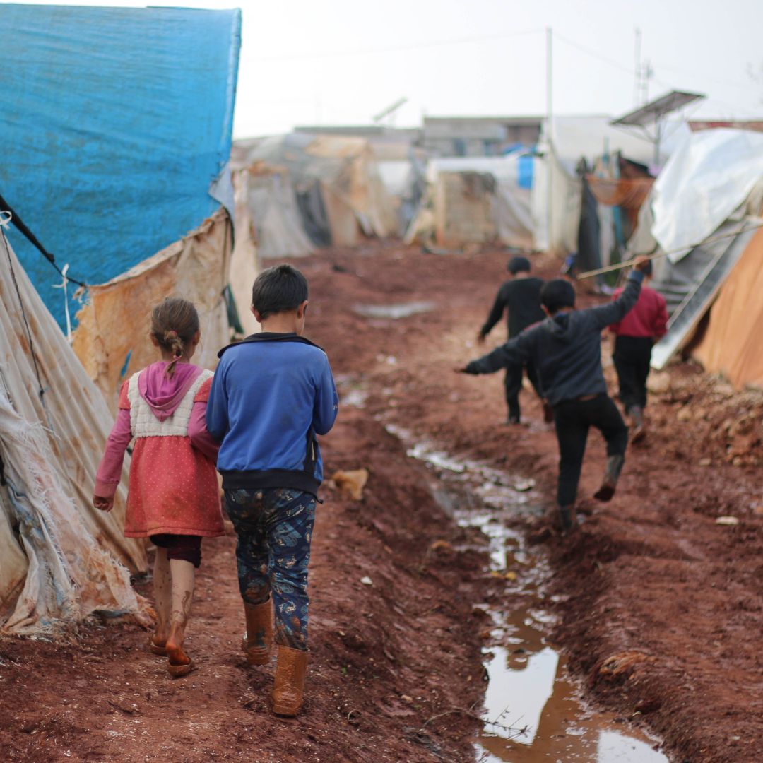 refugee kids in a camp